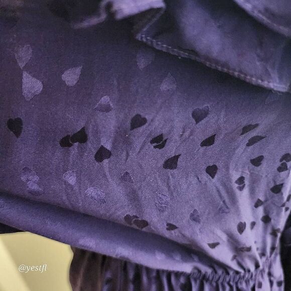 Rebecca Taylor purple hearts spaghetti straps silk dress 10 - Picture 3 of 6